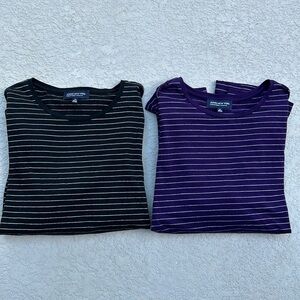 Lot of 2 Jones New York Signature Woman Shirts Purple Black Striped Plus 3X
